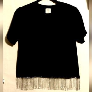 T-shirt with Rhinestone Fringe
